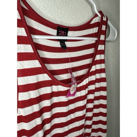 Bebe 2B White Red Striped Round Neck Maxi Dress Size Large - Picture 2 of 8